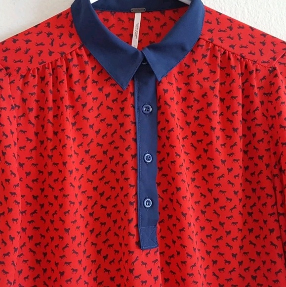 FREE PEOPLE HORSE PRINT BLOUSE - Picture 5 of 6